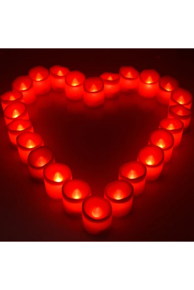 Coverzone 24 Lü Led Dumansız Pilli Mum Işık Kırmızı ürün görseli 1
