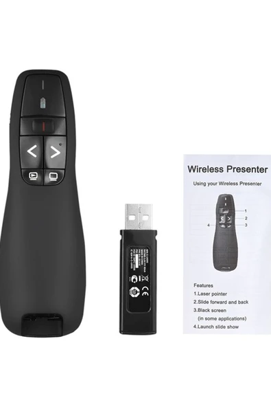 Coverzone Kablosuz Lazer Sunum Kumandası Usb Alıcılı 2,4 Ghz Powerpoint Sunumu Kırmızı Işık Uzaktan Kumanda ürün görseli 1