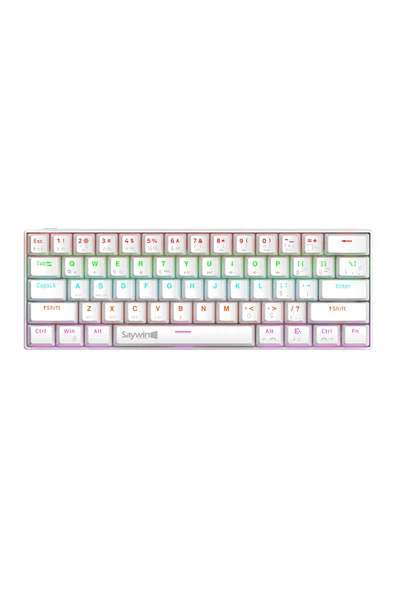 SAYWİN 3 Modlu Türkçe Q Tuş Dizilimi RGB Mekanik Oyuncu Klavye KB610 Beyaz ürün görseli 1