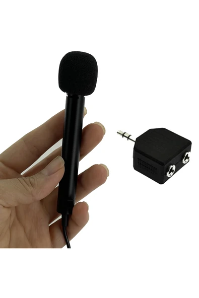 Coverzone Mini El Mikrofonu Professional Röportaj Kulaklık Mikrofon Birleştirici Aparatlı Mini El Mikrofonu ürün görseli 1