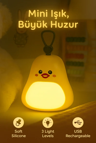 Coverzone Avokado Tasarımlı Gece Lambası 3 Kademeli Işık RGB Mod USB Şarjlı Silikon Bebek Uyku Işığı ürün görseli 1