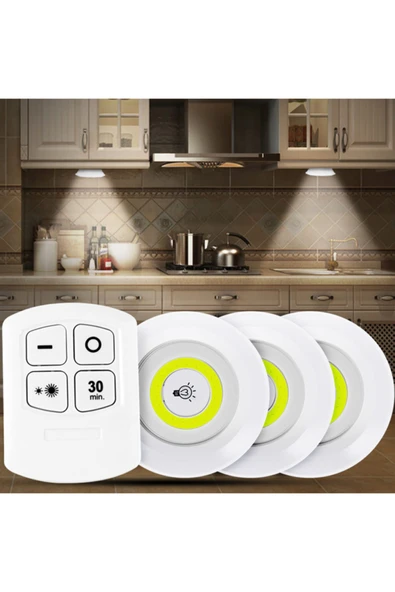 Coverzone 3lü Dekoratif Kablosuz Uzaktan Kumandalı Pilli Wn-1186 Spot Led Lamba ürün görseli 1