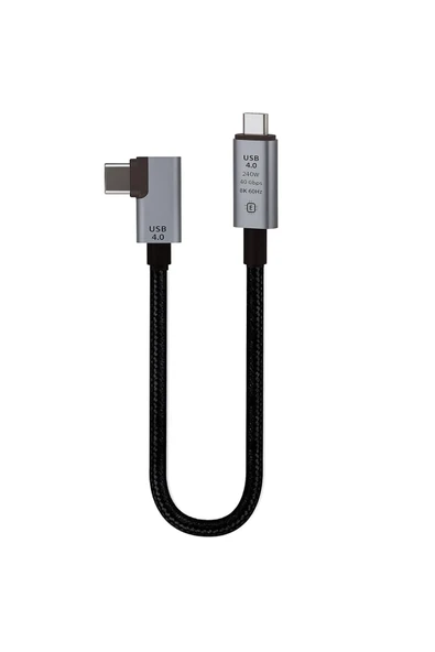 Coverzone 40Gbps 240W 4.0 Thunderbolt L Shape Type-C to Type-C Şarj, Data ve 8K 60Hz Data Kablosu 30 cm PD240W ürün görseli 1