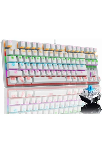 Coverzone K550 Kablolu Klavye Led Rgb 87 Tuşlu Gökkuşağı Renkler Mekanik Oyuncu Işıklı Klavye Mavi Switch ürün görseli 1