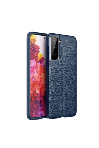 Coverzone Galaxy S21 Kılıf Niss Silikon Deri Görünümlü Lacivert ürün görseli 1