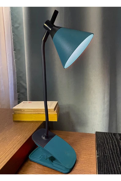 Coverzone Klipsli Dokunmatik Ayarlanabili Led Işık Masa Lambası 40cm Koyu Yeşil ürün görseli 1