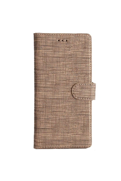 Coverzone General Mobile Gm5 Plus Standlı Kartvizitli Ve Para Gözlü Kumaş Desen Cüzdan Kılıf Gold ürün görseli 1