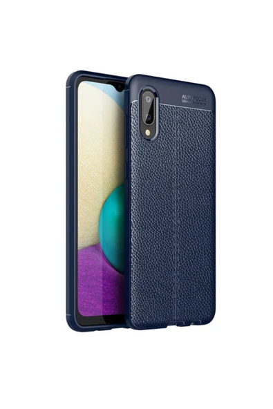 Coverzone Galaxy A02 Uyumlu Kılıf Niss Silikon Deri Görünümlü Lacivert ürün görseli 1
