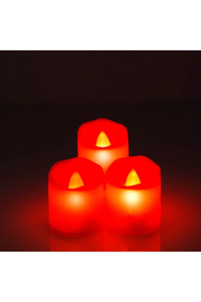 Coverzone 3 Lü Led Dumansız Pilli Mum Işık Kırmızı ürün görseli 1