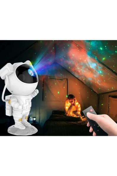 Coverzone Astronot Gece Lambası Çocuk Genç Odası Için Kumandalı Uzay Efekti Gökyüzü Projeksiyon Işık Lp846 ürün görseli 1