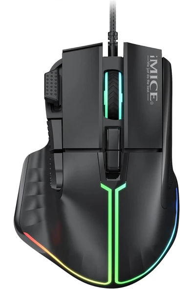Coverzone RGB Aydınlatmalı T50 Özelleştirilebilir Oyuncu Mouse, 12800 DPI, 13 Mod, USB Bağlantı ürün görseli 1