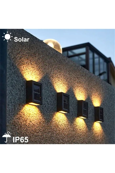 Coverzone 2 Adet Solar Çift Taraflı Duvar Lambası Güneş Enerjili Aydınlatma Dekorasyon Dış Mekan Aydınlatma ürün görseli 1