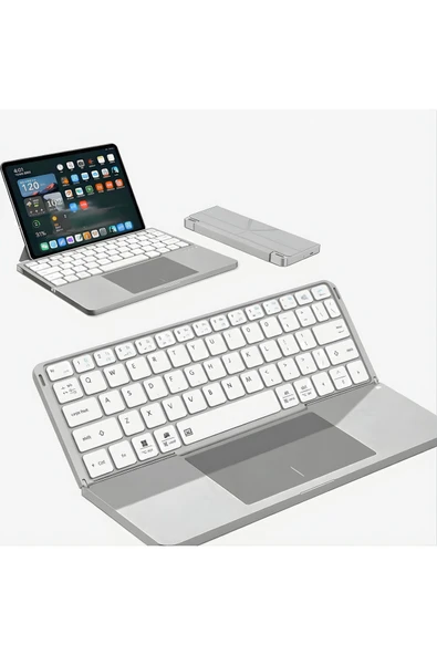 Coverzone Standlı Katlanabilir Türkçe Q Kablosuz Klavye Çoklu Cihaz Tablet,Telefon,Notebook Uyumlu,Deri Stand ürün görseli 1