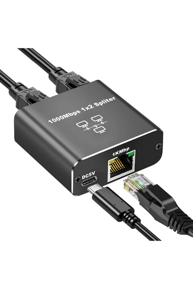 Coverzone 1 Gigabit Ethernet Anahtarı 2 Bağlantı Noktalı 1000Mbps, RJ45 1 ila 2 Ethernet Splitter ZR861 ürün görseli 1