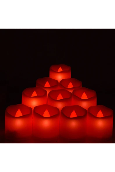 Coverzone 10@Lu Led Dumansız Pilli Mum Işık Kırmızı ürün görseli 1