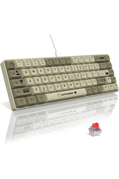 Coverzone Ajazz Ak680 65% Kablolu Hot-swap Kablolu Mekanik 68 Tuşlu Oyuncu Gaming Klavye Gri Renk ürün görseli 1