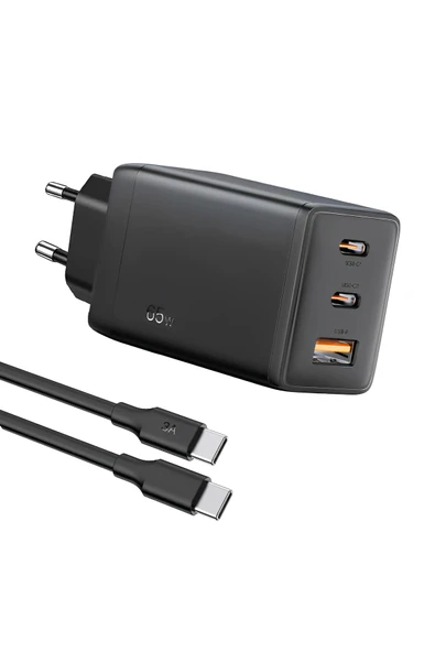 Coverzone Gan65w Hızlı Şarj Cihazı 65w Çıkışlı Tablet Ve Telefon 2m Tip C Kablolu Şarj Aleti Gar322-eu ürün görseli 1