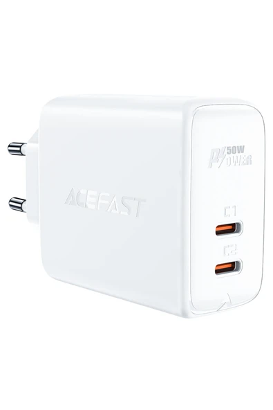 Acefast Duvar Tipi Şarj Cihazı PD50W Dual USB C 45W Çıkış Hızlı Şarj Başlığı Type-C Çıkışlı Şarj Kafa EU A29 ürün görseli 1