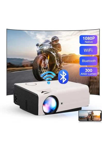 Coverzone WiFi Ve Bluetooth özellikli Mini Projektör, Dış Mekan Ev Sineması HDMI, USB Bağlantı Noktaları T01 ürün görseli 1