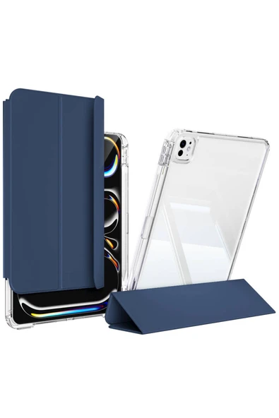 Coverzone iPad Air 13 2025 M3 İle Uyumlu İyi Kalite Kılıf Magnetik Ayrılabilen Airbagli Z-Sliding Tablet Kılıf ürün görseli 1
