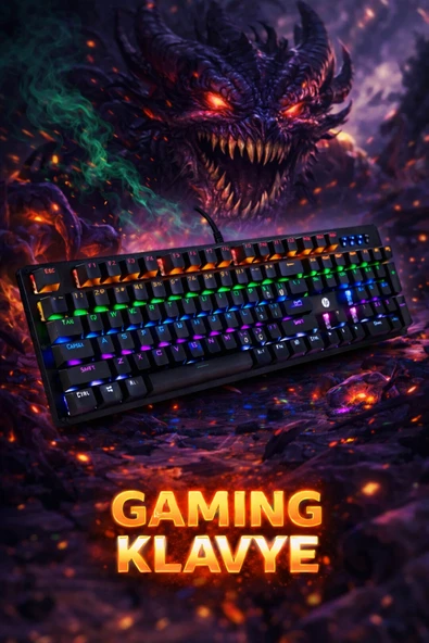 HP GK100F Mekanik Gaming Klavye RGB Işıklı Kablolu Klavye Şık Zafir Modern Tasarım Türkçe Q Klavye ürün görseli 1