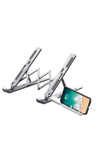 Coverzone Notebook Standı Katlanabilir Aliminyum Bilgisayar Standı Telefon Standlı 13 Kademeli ürün görseli 1
