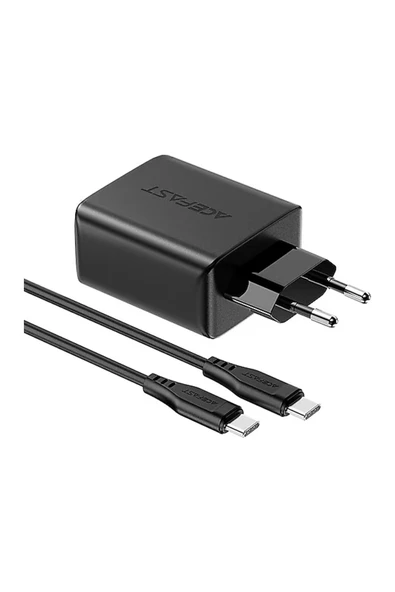 Acefast Duvar Şarj Cihazı USB-C 65W + USB-C 20W + USB-A 18W Çıkış Type-C PD65W Siyah Renk A13 ürün görseli 1