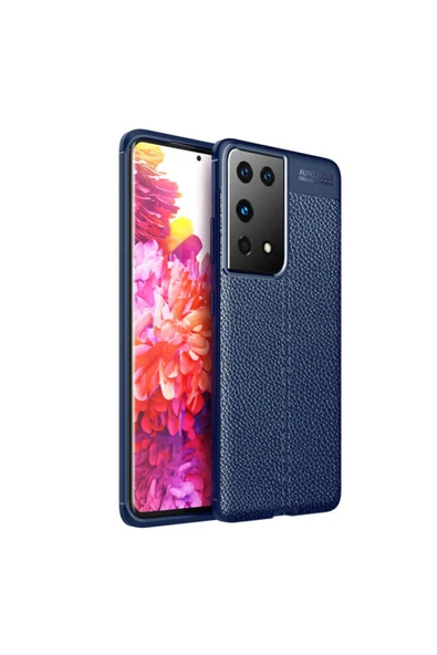 Coverzone Galaxy S21 Ultra Kılıf Niss Silikon Deri Görünümlü Siyah ürün görseli 1