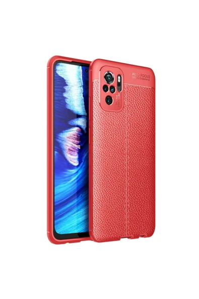 Coverzone Xiaomi Redmi Note 10 Uyumlu Kılıf Niss Silikon Deri Görünümlü Kırmızı ürün görseli 1
