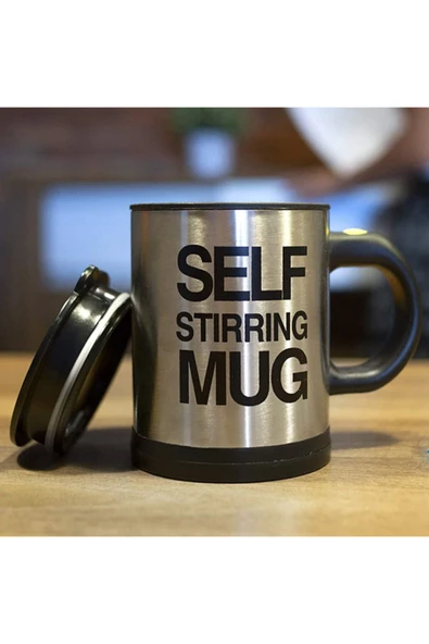 Coverzone Siyah Karıştırıcı Özellikli Mikser Kupa Bardak Self Stirring Mug ürün görseli 1