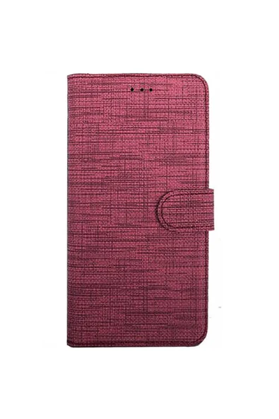 Coverzone General Mobile Gm 21 Plus Uyumlu Standlı Kartvizitli Para Gözlü Kumaş Desen Cüzdan Kılıf Koyu Pembe ürün görseli 1
