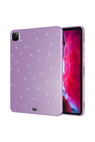 Coverzone iPad Pro 11 2018 İle Uyumlu Yüksek Kalite Simli Parlak Görünümlü Tablet Koton Kılıf Shimmer Lila ürün görseli 1