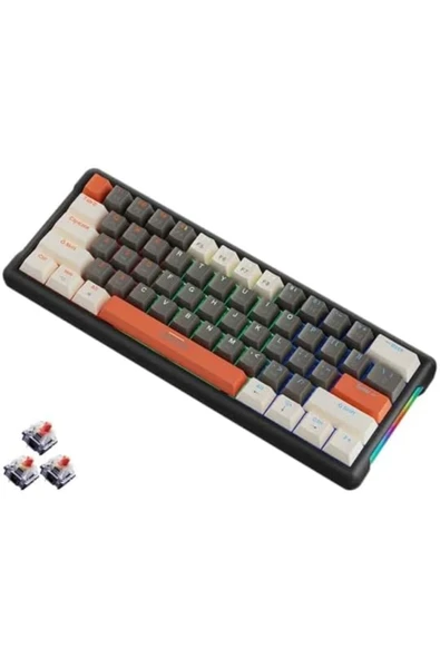 Coverzone Leaven K610 Mini Kablolu Mekanik RGB Işıklı Klavye 61 Tuşlu Kırmızı Switch Q Klavye 10cm x 29cm ürün görseli 1