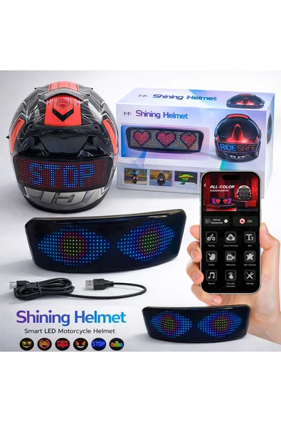Coverzone Motosiklet-Bisiklet Kask Arkası Led Panel Kask Motorsiklet Aksesuar Bluetooth Uygulamalı ürün görseli 1