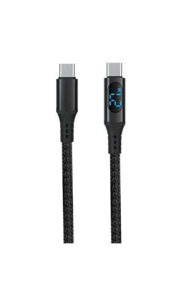 Coverzone PD60W Hızlı Şarj Kablosu, Led Ekranlı, 480Mbps Type-C to Type-C Kablo, USB C to USB C 1 Metre U05CC3 ürün görseli 1