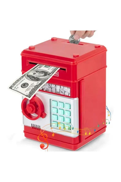 Coverzone Melodili ATM Metal Ve Kağıt Para Kumbarası Şİfreli Para Biriktirme Alışkanlığı Dekoratif Hediyelik ürün görseli 1
