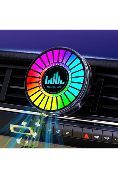 Coverzone RGB Sese Duyarlı Müzik Işığı Araç Kokusu LED Ambiyans USB Şarjlı Ritim Senkron | L027 ürün görseli 1