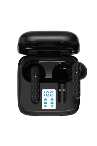 Coverzone Kablosuz Tws Bluetooth Type-c Led Ekranlı Kulakiçi Kulaklık Siyah ürün görseli 1