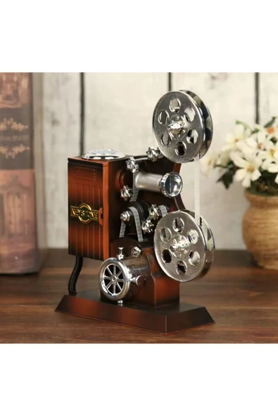 Coverzone Vintage Sinema Projeksiyon Makinası Tasarımlı Retro Biblo Dekoratif Hediyelik Müzik Kutusu ürün görseli 1
