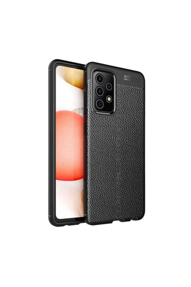 Coverzone Galaxy A52 Uyumlu Siyah  Niss Silikon Deri Görünümlü Kılıf ürün görseli 1