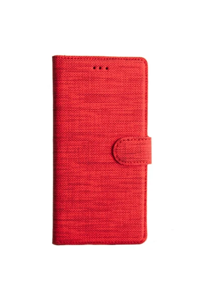 Coverzone Galaxy M31s Standlı Kartvizitli Ve Para Gözlü Kumaş Desen Cüzdan Kılıf Kırmızı ürün görseli 1