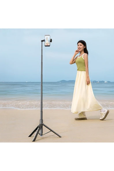 Coverzone Otomatik Açılan 160cm Selfie Çubuğu Tripod Bluetooth Kumandalı 360° Döner Telefon Uyumlu RZP001 ürün görseli 1