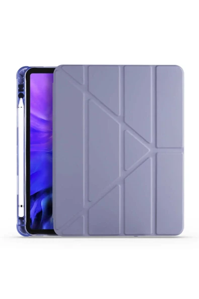 Coverzone Apple Ipad 9.7 2018 Tofu Folding Kalem Tutacaklı Standlı Kılıf Mor ürün görseli 1