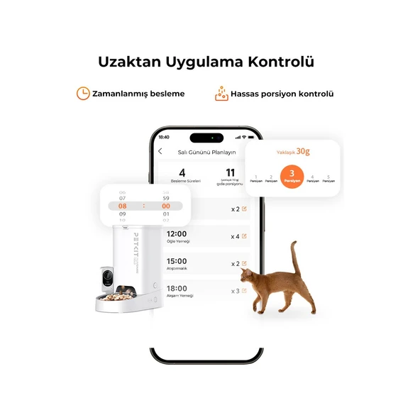 Petkit Yumshare Solo Kameralı Akıllı Mama Kabı (Petkit Türkiye Garantili) - Resim 4