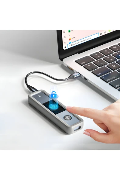 Coverzone Parmak İzi Şifreleme M.2 SSD Kutu Kılıflı Type-C Alüminyum 2230 2242 2280- 1000MB/s Hız ITH18-U124 ürün görseli 1
