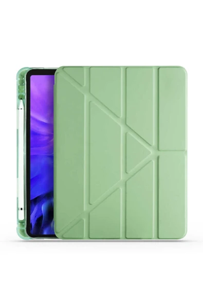 Coverzone Apple Ipad 9.7 2017 Tofu Folding Kalem Tutacaklı Standlı Kılıf Açık Yeşil ürün görseli 1