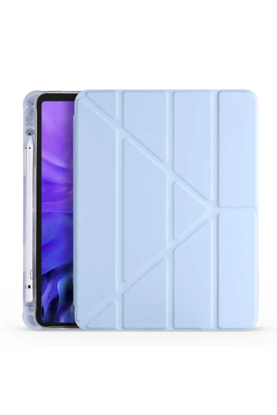 Coverzone Apple Ipad 10.2 (8.nesil) Tofu Folding Kalem Tutacaklı Standlı Kılıf Mavi ürün görseli 1