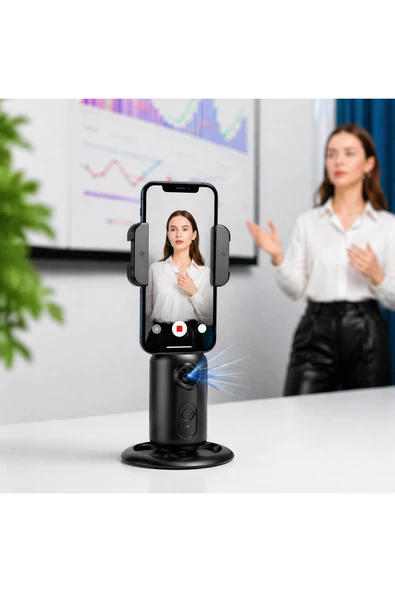 Coverzone AI Pan Tilt Kamera Yaka Mikrofonlu 360° Dönen Tripod, Gesture Control, Gürültü Azaltma | JH06 ürün görseli 1