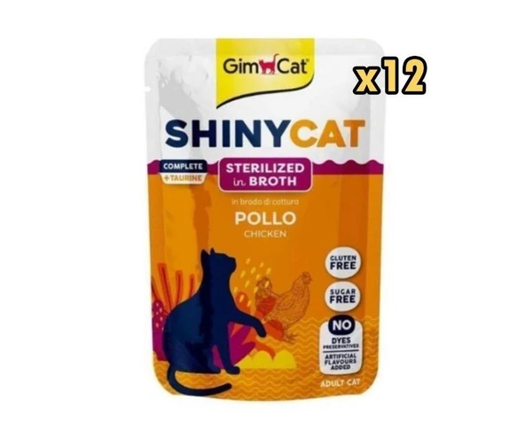 Gimcat Shinycat Pouch Sterilized Kısırlaştırılmış Tavuklu Kedi Yaş Maması 70 Gr 12'li Paket ürün görseli 1