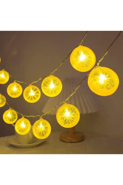 Coverzone Limon Dilimi Şeklinde 10’lu LED Işık Zinciri–2 Metre Dekoratif Aydınlatma,Ev ve Parti Süsleme,MZ-304 ürün görseli 1